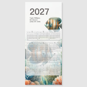 Calendario de Peces Tropicales 2027 Tarjeta Magnét