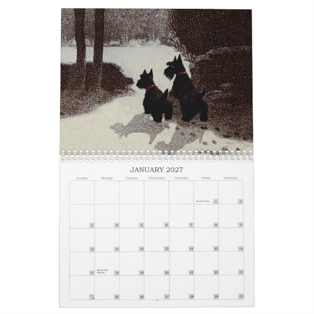 Calendario de perro Scottie (Jan 2027)