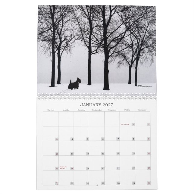 Calendario de perro Scottie (Jan 2027)