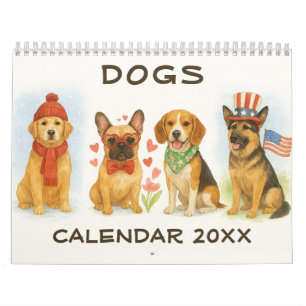 Calendario de Perros Acuarela 2026