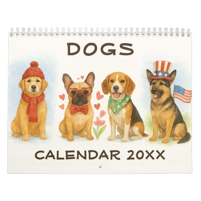 Calendario de Perros Acuarela 2026 (Tapa)