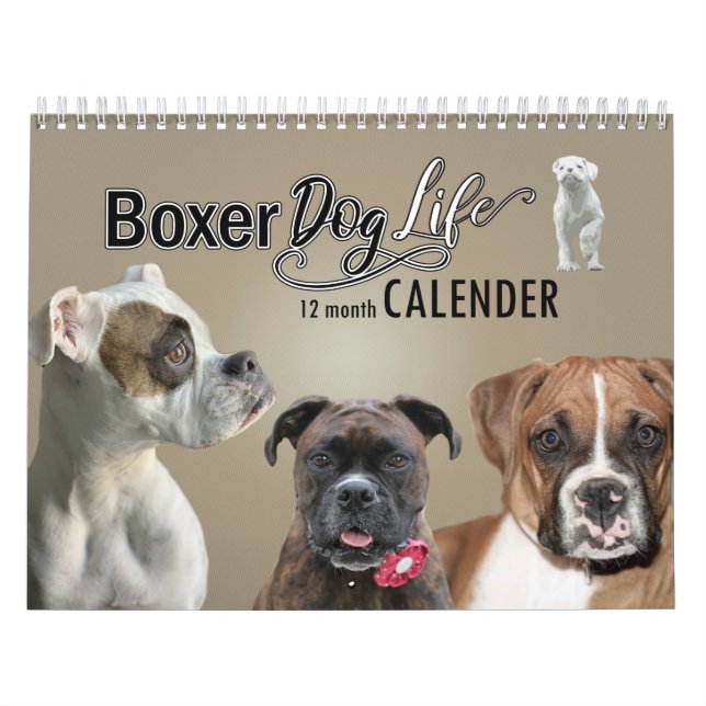 Calendario de perros boxeadores, 12 meses de vida  (Tapa)