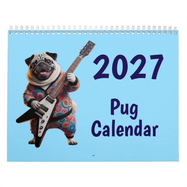Calendario de Perros Pug 2027 (Tapa)