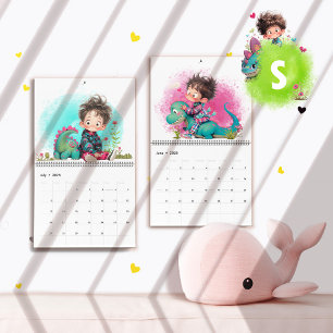 Calendario de Personalizados Quirky Boy y Dinosaur