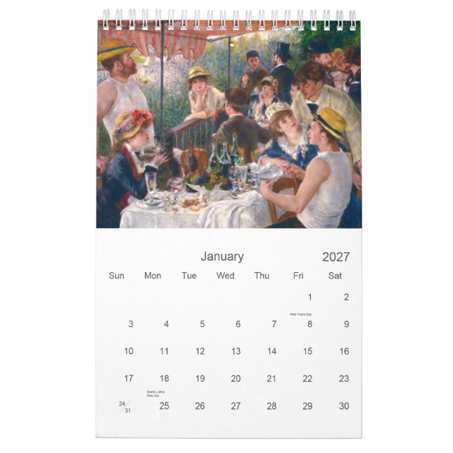 Calendario de Pierre-Auguste Renoir. (Jan 2027)
