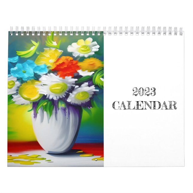 Calendario de pintura de flores de color vibrantes (Tapa)
