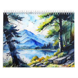 Calendario de pintura de la naturaleza verde