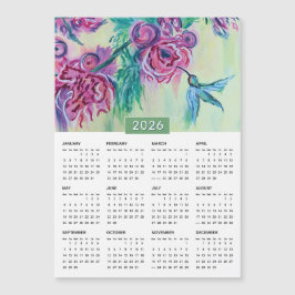Calendario de pintura de pájaro morado verde