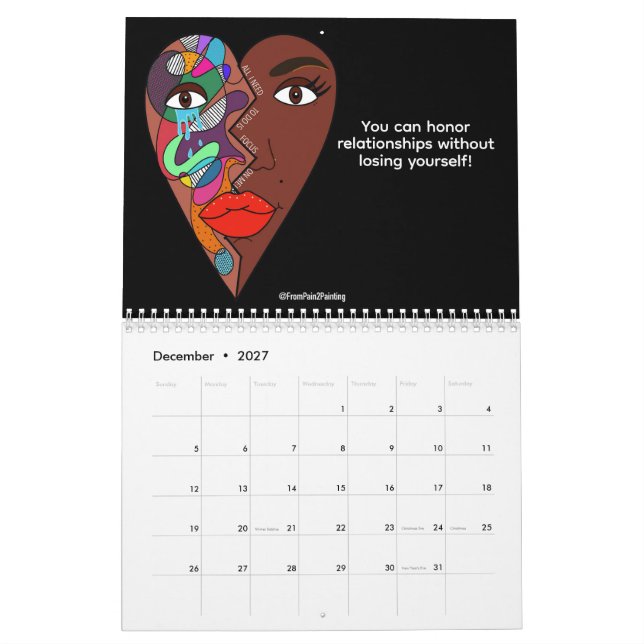 Calendario de pintura del dolor 2026 (Dec 2027)