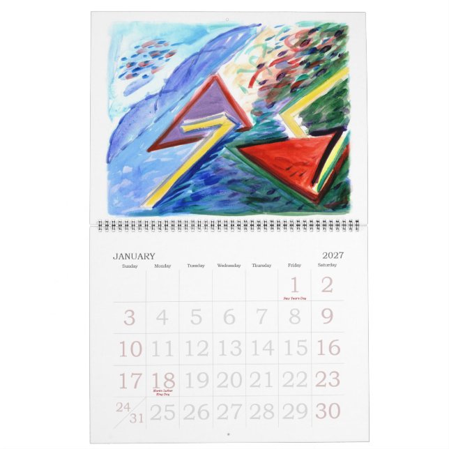 Calendario de pinturas abstractas (Jan 2027)