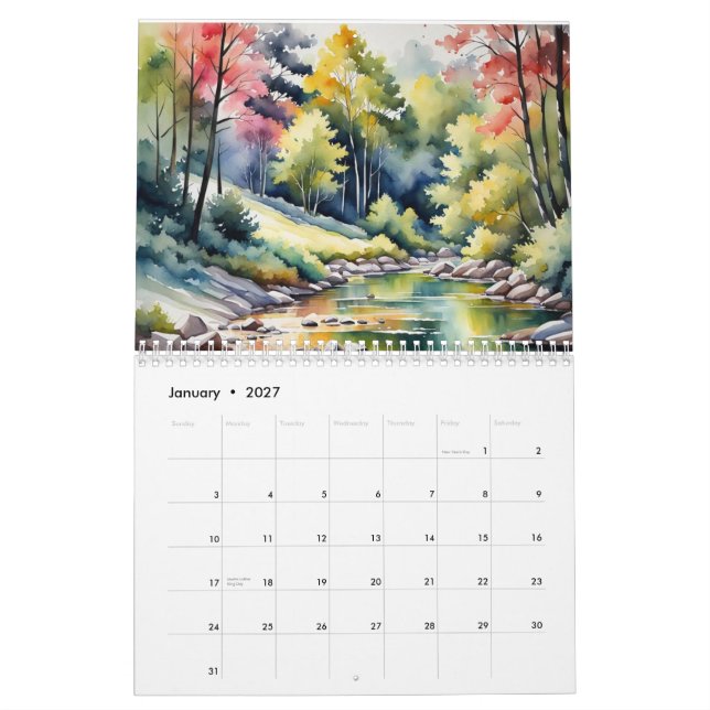 Calendario de pinturas de naturaleza (Jan 2027)