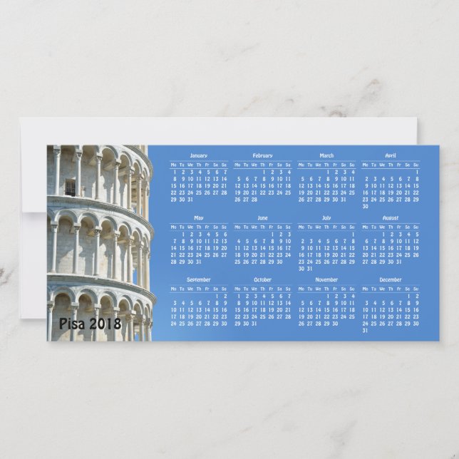 Calendario de Pisa, Italia 2018 (Anverso)