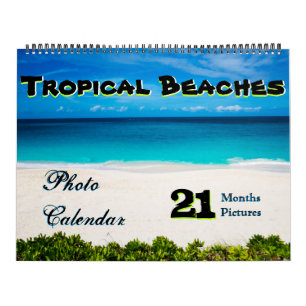 Calendario de playa tropical de 21 meses/fotos