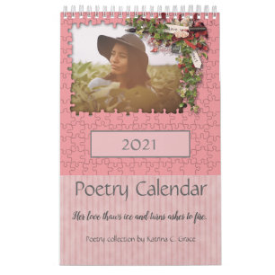 Calendario de poesía fotográfica temática rosa 