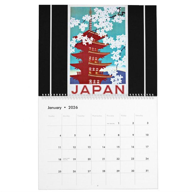 Calendario de Poster de Viajes de Vintage (Jan 2026)