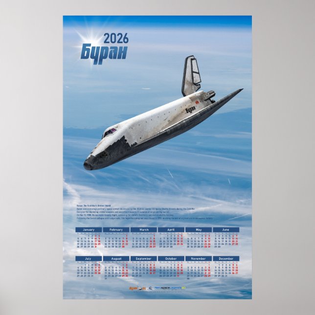 Calendario de Póster del Transbordador Soviético B (Frente)