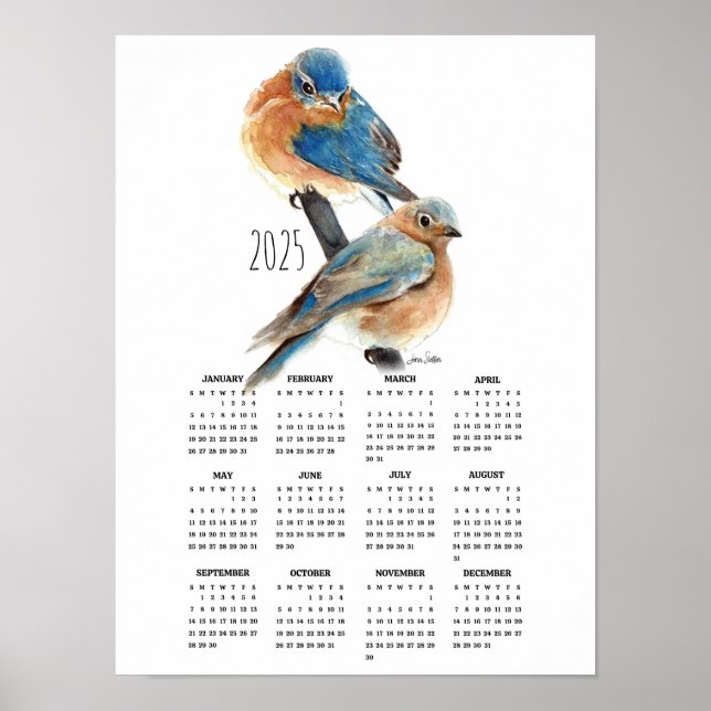 Calendario de Posters de la Pareja Bluebird 2025 (Frente)