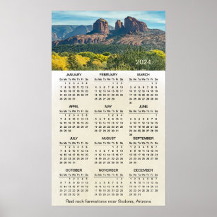 Calendario de Posters de paredes rocas rojas de Se