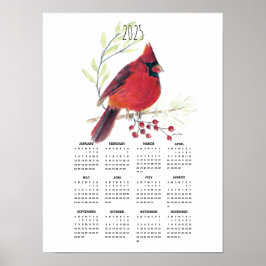 Calendario de Posters del Cardenal Rojo Vibrante d