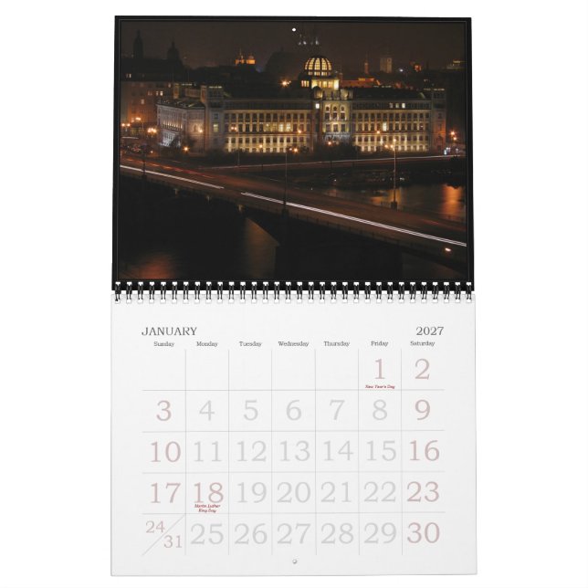 Calendario de Praga 2010 de la noche (Jan 2027)