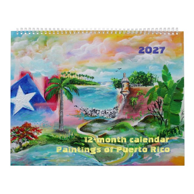Calendario de Puerto Rico 2027 de 12 meses (Tapa)