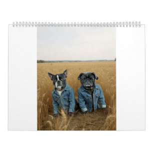 calendario de pug y Boston terrier