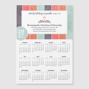 Calendario de rayas multicolores promocional de la