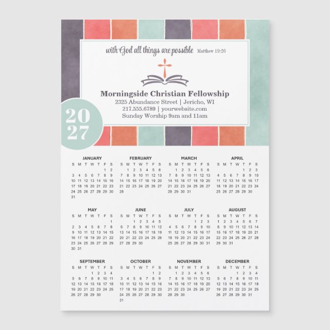 Calendario de rayas multicolores promocional de la (Anverso)