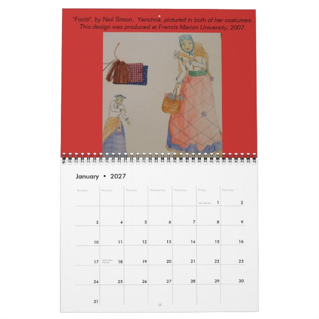 Calendario de representaciones de vestuario (Jan 2027)
