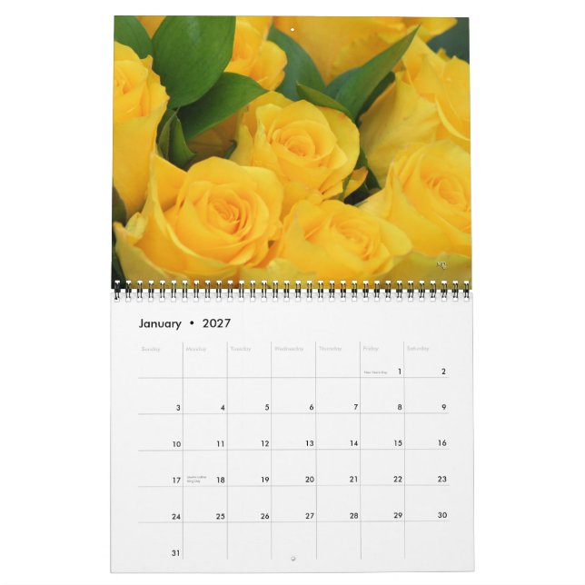 Calendario de Rosas Amarillas 2014 -EDITAR AÑO com (Jan 2027)