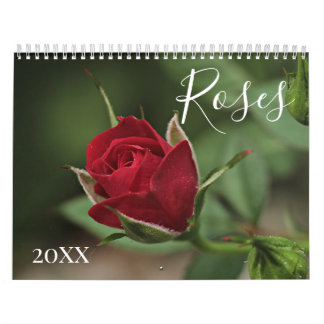 Calendario de rosas florales románticos