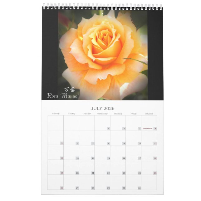 Calendario de Rosas hermosos (foto cuadrada) カ レ・ダ (Jul 2026)