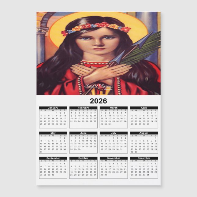 Calendario de Santa Filomena 2026 (Anverso)