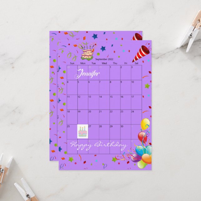 Calendario de Septiembre de 2022 Invitación feliz  (Anverso/Reverso In Situ)