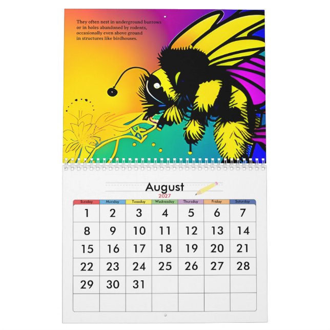 Calendario de tablas de abejas ocupadas (Aug 2027)