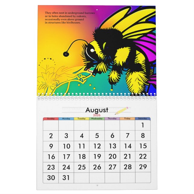 Calendario de tablas de abejas ocupadas (Aug 2026)