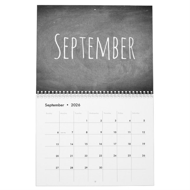 Calendario de tablero de anuncios del año personal (Sep 2026)