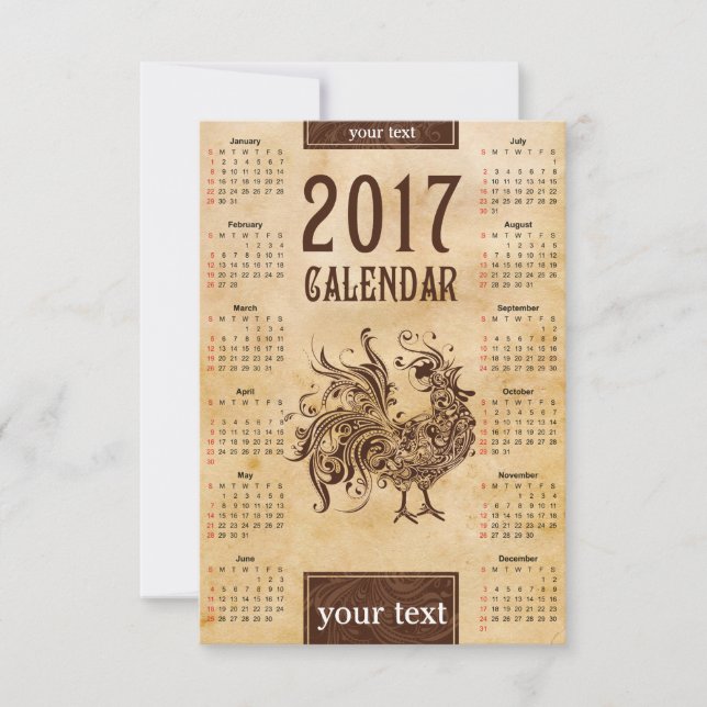 Calendario de tarjetas 2017 Chino (Anverso)