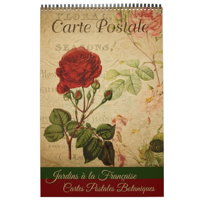 Calendario de tarjetas postales botánicas vintage (Tapa)