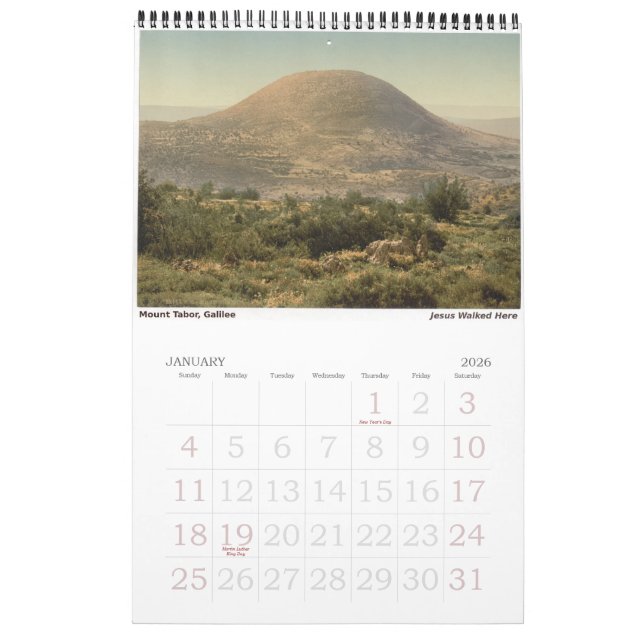 Calendario de tierras sagradas con lugares sagrado (Jan 2026)