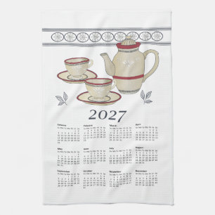 Calendario de Toalla de Té 2027 Tazas-Tetera Blanc