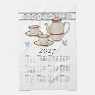 Calendario de Toalla de Té 2027 Tazas-Tetera Blanc