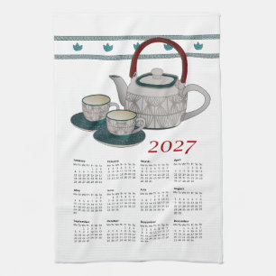 Calendario de Toalla de Té 2027 Tazas y Tetera