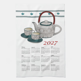 Calendario de Toalla de Té 2027 Tazas y Tetera