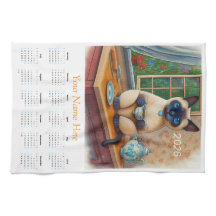 Calendario de Toalla de Té Gato Siames 2026