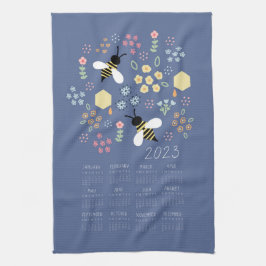 Calendario de toallas de té 2023 Abeja Jardín flor
