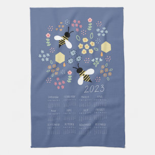 Calendario de toallas de té 2023 Abeja Jardín flor