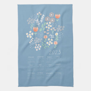 Calendario de toallas de té 2023 Floral azul Paste