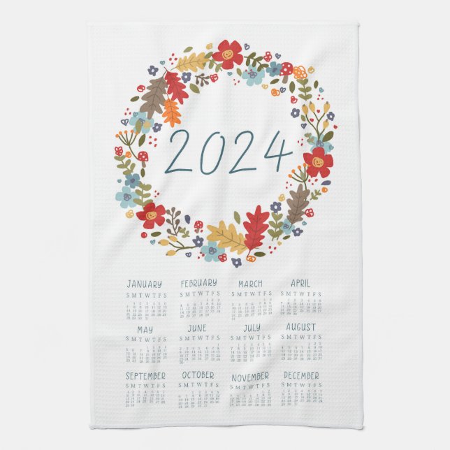 Calendario de toallas de té 2024 Caída Wreath Wall (Vertical)