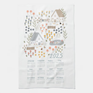 Calendario de toallas de té 2025 Campo de flores s